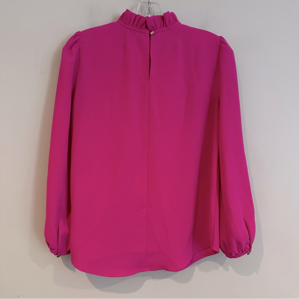 J. Crew Ruffle Collar 365 Crepe Blouse Women''s XS Pink Career Classic Dainty‎ - Picture 9 of 11